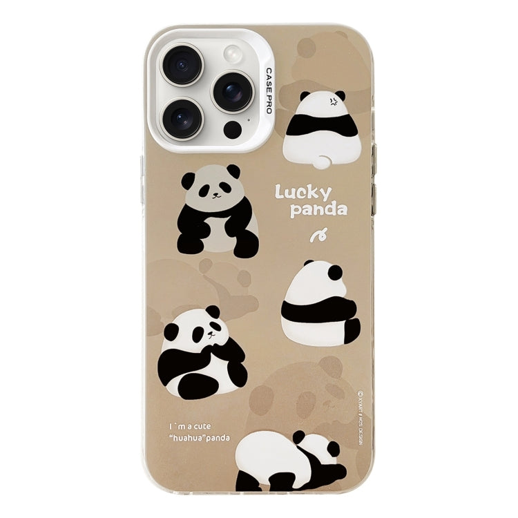 For iPhone 16 Pro Electroplated Silver Series PC Protective Phone Case(Brown Panda) - iPhone 16 Pro Cases by buy2fix | Online Shopping UK | buy2fix