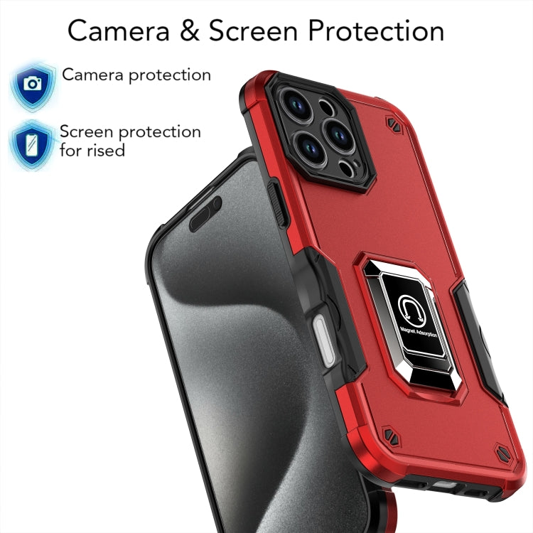 For iPhone 16 Pro Ring Holder Non-slip Shockproof Armor Phone Case(Black) - iPhone 16 Pro Cases by buy2fix | Online Shopping UK | buy2fix