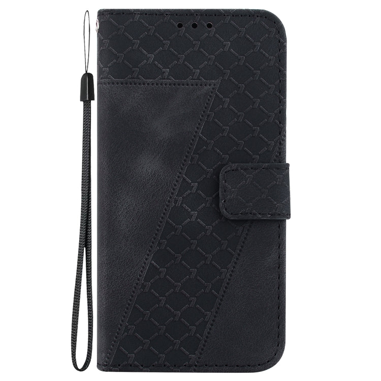 For Xiaomi 13 5G 7-shaped Embossed Leather Phone Case(Black) - 13 Cases by buy2fix | Online Shopping UK | buy2fix