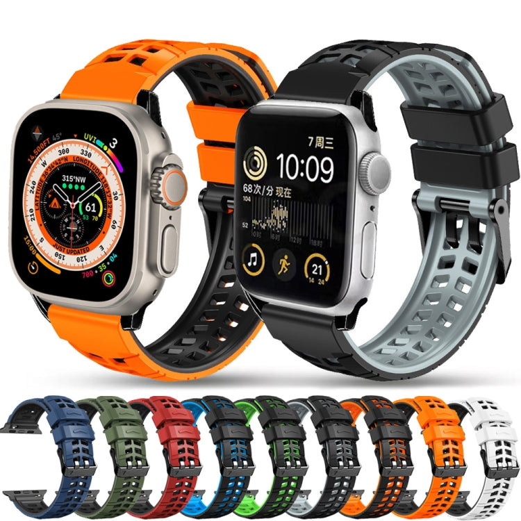 For Apple Watch SE 40mm Twill Dual-row Buckle Silicone Watch Band(Orange Black) - Watch Bands by buy2fix | Online Shopping UK | buy2fix