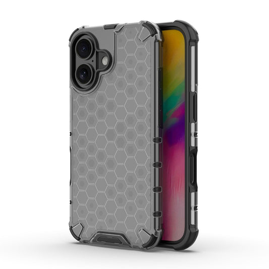 For iPhone 16 Honeycomb Shockproof Phone Case(Black) - iPhone 16 Cases by buy2fix | Online Shopping UK | buy2fix