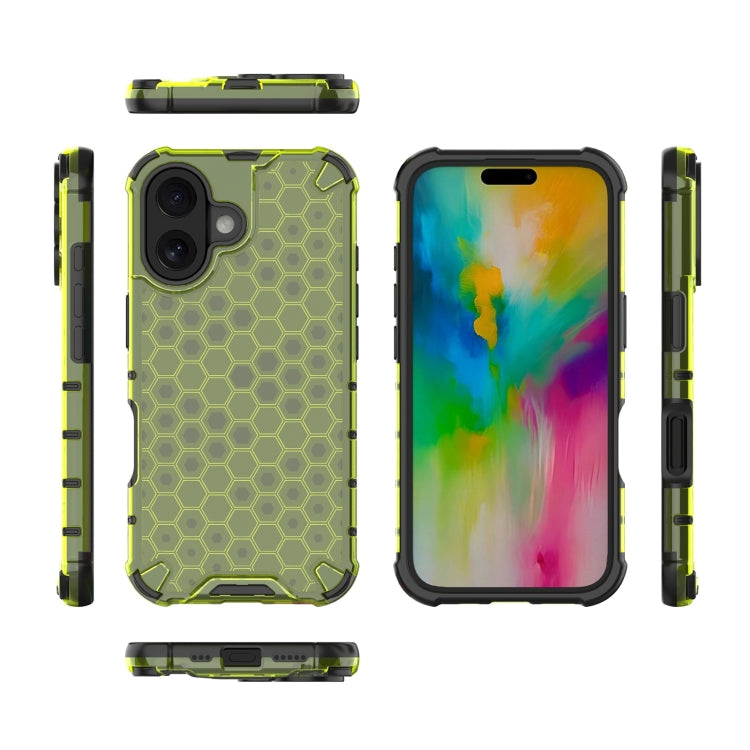 For iPhone 16 Honeycomb Shockproof Phone Case(Green) - iPhone 16 Cases by buy2fix | Online Shopping UK | buy2fix