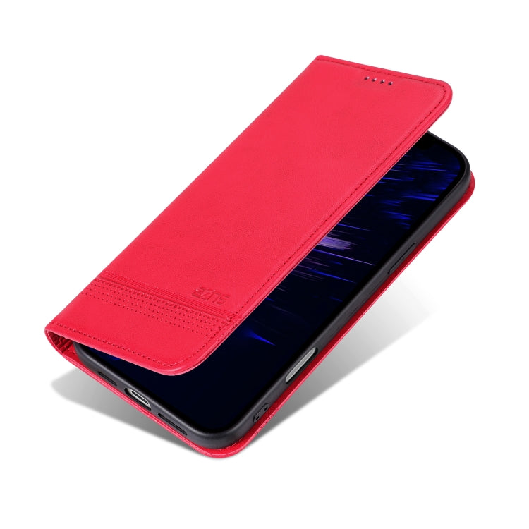 For iPhone 16 AZNS Magnetic Calf Texture Flip Leather Phone Case(Red) - iPhone 16 Cases by AZNS | Online Shopping UK | buy2fix