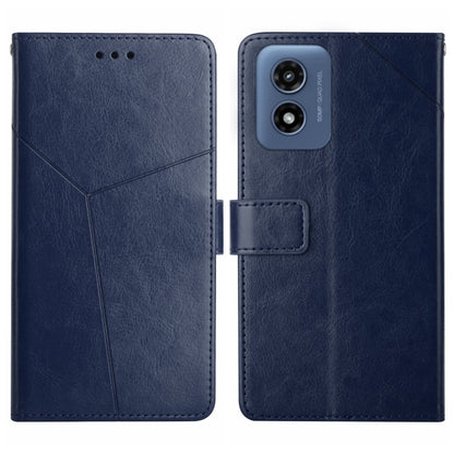 For Motorola Moto G Play 5G 2024 HT01 Y-shaped Pattern Flip Leather Phone Case(Blue) - Motorola Cases by buy2fix | Online Shopping UK | buy2fix