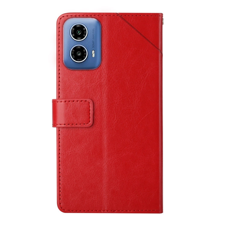 For Motorola Edge 5G 2024 HT01 Y-shaped Pattern Flip Leather Phone Case(Red) - Motorola Cases by buy2fix | Online Shopping UK | buy2fix