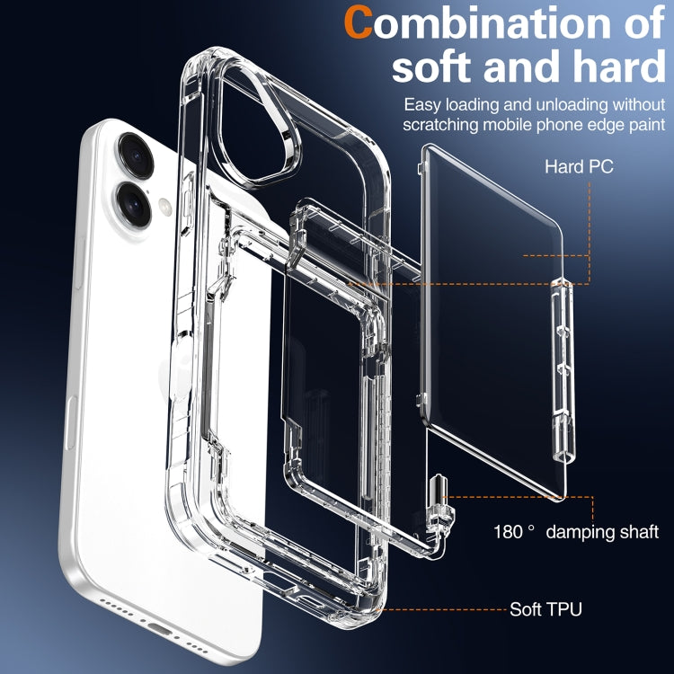 For iPhone 16 Plus Crystal Clear Flip Card Slot Phone Case(Transparent) - iPhone 16 Plus Cases by buy2fix | Online Shopping UK | buy2fix