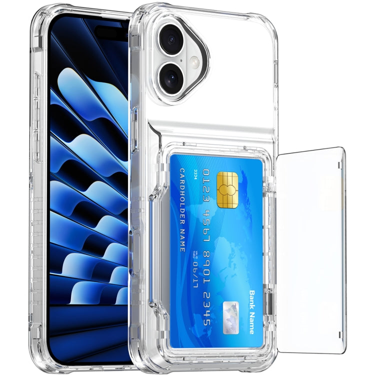 For iPhone 16 Plus Crystal Clear Flip Card Slot Phone Case(Transparent) - iPhone 16 Plus Cases by buy2fix | Online Shopping UK | buy2fix