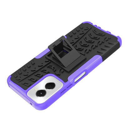 For Motorola Moto G Power 5G 2024 Tire Texture TPU + PC Phone Case with Holder(Purple) - Motorola Cases by buy2fix | Online Shopping UK | buy2fix