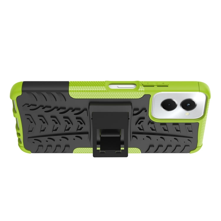 For Motorola Moto G Power 5G 2024 Tire Texture TPU + PC Phone Case with Holder(Green) - Motorola Cases by buy2fix | Online Shopping UK | buy2fix