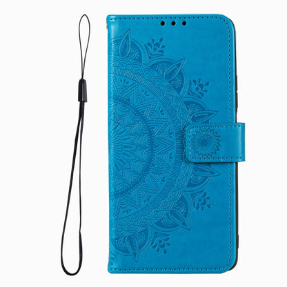 For iPhone 16 Pro Totem Flower Embossed Leather Phone Case(Blue) - iPhone 16 Pro Cases by buy2fix | Online Shopping UK | buy2fix