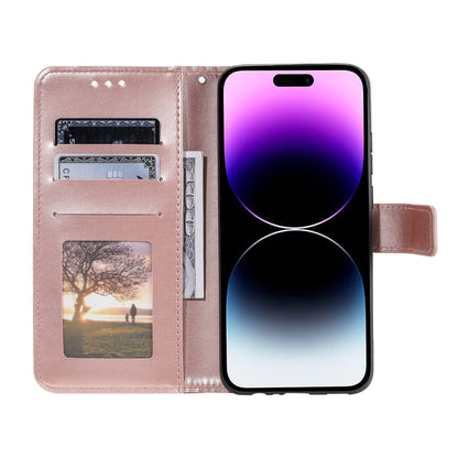 For iPhone 16 Pro Totem Flower Embossed Leather Phone Case(Rose Gold) - iPhone 16 Pro Cases by buy2fix | Online Shopping UK | buy2fix