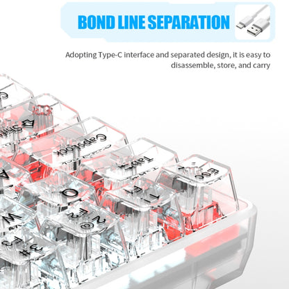 XUNFOX K30 Transparent 61-Keys Blacklit Wired Mechanical Keyboard, Cable Length: 1.5m(Black) - Wired Keyboard by buy2fix | Online Shopping UK | buy2fix
