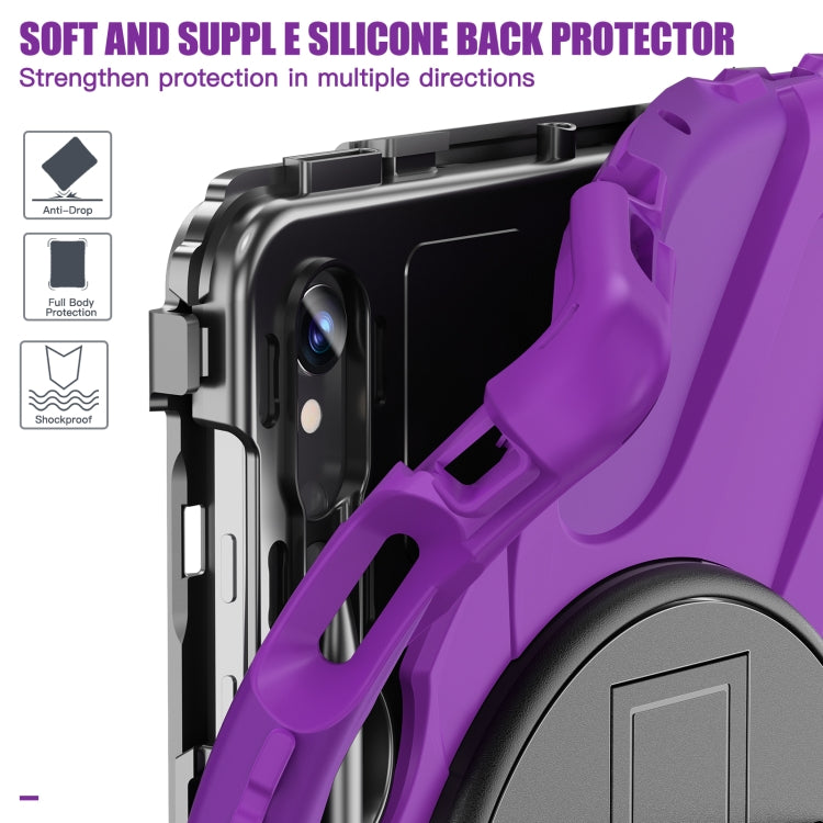 For Samsung Galaxy Tab S9 / S8 / S7 Rotary Handle Grab TPU + PC Tablet Case(Purple) - Galaxy Tab S9 Cases by buy2fix | Online Shopping UK | buy2fix