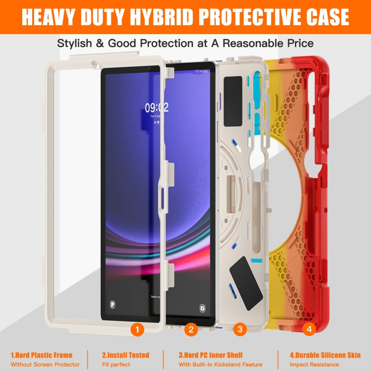 For Samsung Galaxy Tab S9+ / S8+ Rotary Handle Grab TPU + PC Tablet Case(Colorful Red) - Galaxy Tab S9+ Cases by buy2fix | Online Shopping UK | buy2fix