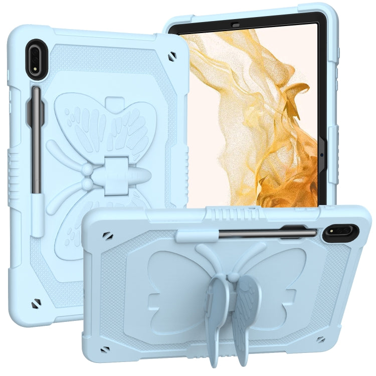 For Samsung Galaxy Tab S9+ Butterfly Kickstand Heavy Duty Hard Rugged Tablet Case(Ice Blue) - Galaxy Tab S9+ Cases by buy2fix | Online Shopping UK | buy2fix