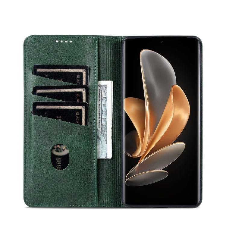 For OPPO Find X7 AZNS Magnetic Calf Texture Flip Leather Phone Case(Dark Green) - OPPO Cases by AZNS | Online Shopping UK | buy2fix