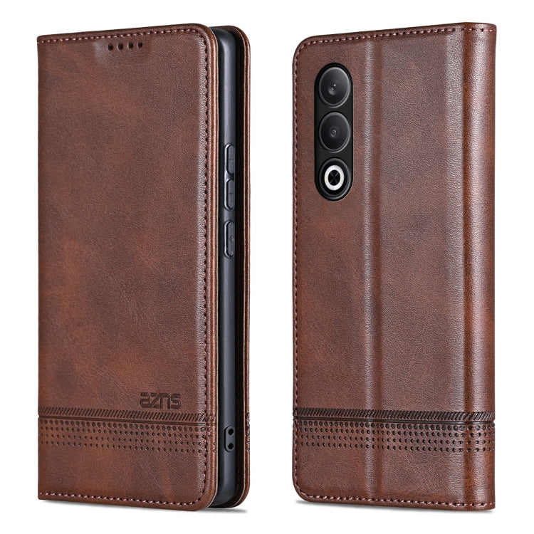 For OPPO K12 AZNS Magnetic Calf Texture Flip Leather Phone Case(Dark Brown) - OPPO Cases by AZNS | Online Shopping UK | buy2fix