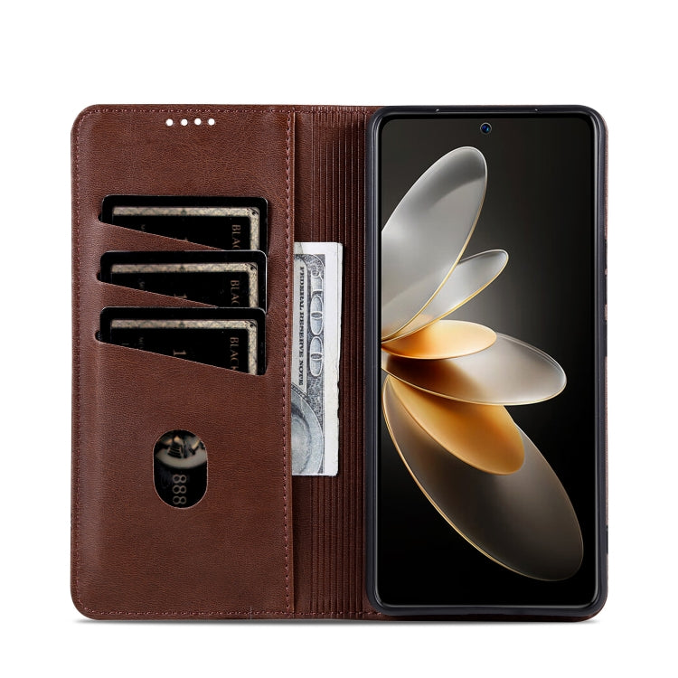 For OPPO K12 AZNS Magnetic Calf Texture Flip Leather Phone Case(Dark Brown) - OPPO Cases by AZNS | Online Shopping UK | buy2fix