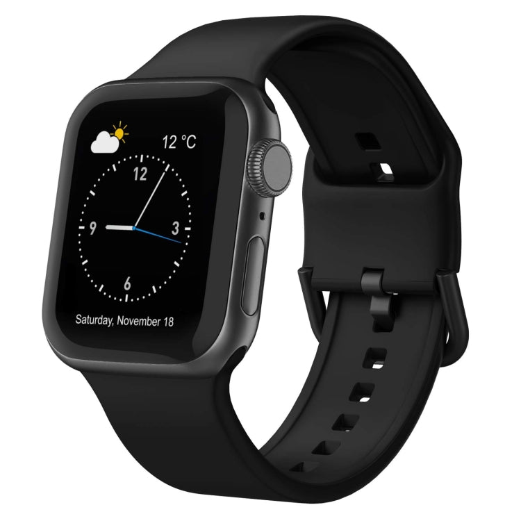 For Apple Watch SE 40mm Pin Buckle Silicone Watch Band(Black) - Watch Bands by buy2fix | Online Shopping UK | buy2fix