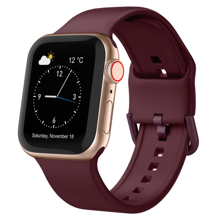 For Apple Watch Series 5 40mm Pin Buckle Silicone Watch Band(Wine Red) - Watch Bands by buy2fix | Online Shopping UK | buy2fix