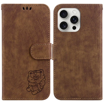 For iPhone 16 Pro Little Tiger Embossed Leather Phone Case(Brown) - iPhone 16 Pro Cases by buy2fix | Online Shopping UK | buy2fix