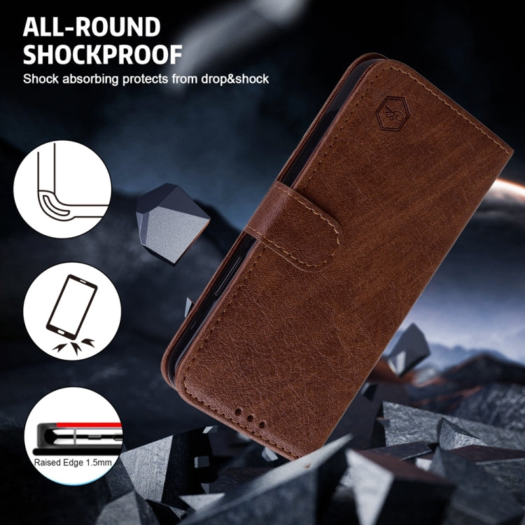 For Google Pixel 9 Skin Feeling Oil Leather Texture PU + TPU Phone Case(Brown) - Google Cases by buy2fix | Online Shopping UK | buy2fix