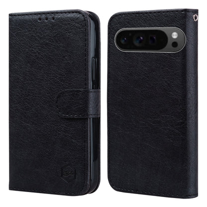 For Google Pixel 9 Pro Skin Feeling Oil Leather Texture PU + TPU Phone Case(Black) - Google Cases by buy2fix | Online Shopping UK | buy2fix