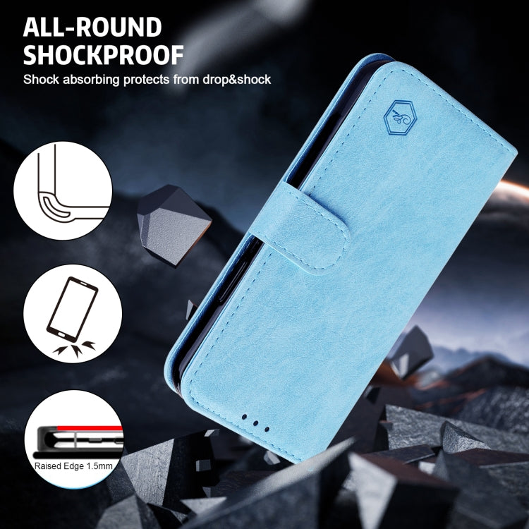 For Google Pixel 9 Pro XL Skin Feeling Oil Leather Texture PU + TPU Phone Case(Light Blue) - Google Cases by buy2fix | Online Shopping UK | buy2fix