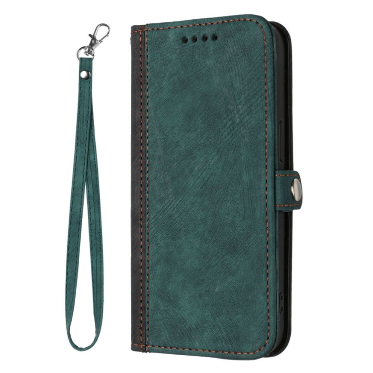 For Motorola Edge 5G 2024 Side Buckle Double Fold Hand Strap Leather Phone Case(Dark Green) - Motorola Cases by buy2fix | Online Shopping UK | buy2fix