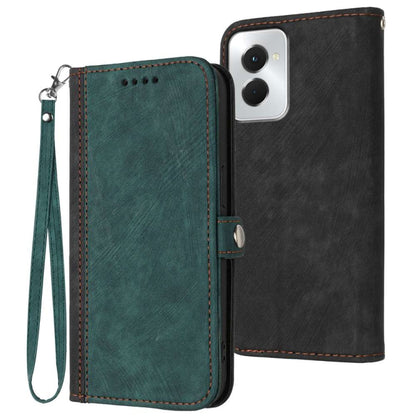 For Motorola Moto G Power 5G 2024 Side Buckle Double Fold Hand Strap Leather Phone Case(Dark Green) - Motorola Cases by buy2fix | Online Shopping UK | buy2fix