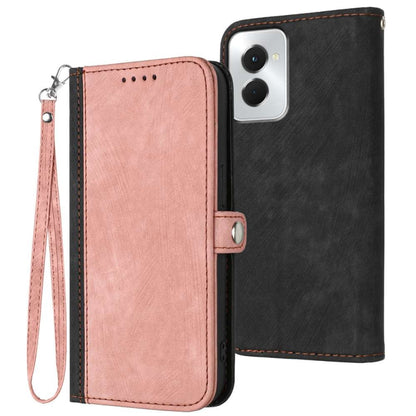 For Motorola Moto G Power 5G 2024 Side Buckle Double Fold Hand Strap Leather Phone Case(Pink) - Motorola Cases by buy2fix | Online Shopping UK | buy2fix