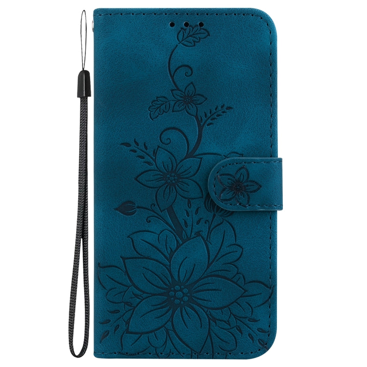For Xiaomi Redmi Note 13 Pro 4G Lily Embossed Leather Phone Case(Dark Blue) - Note 13 Pro Cases by buy2fix | Online Shopping UK | buy2fix