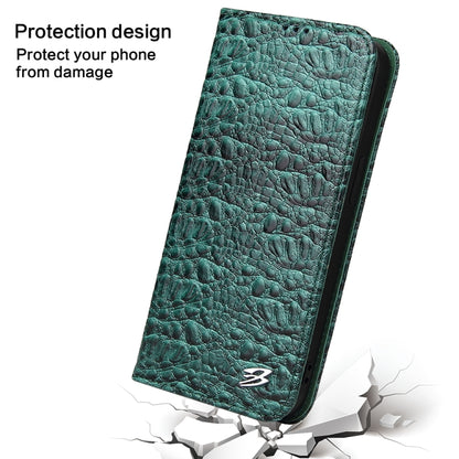 For iPhone 16 Pro Fierre Shann Crocodile Texture Magnetic Genuine Leather Phone Case(Green) - iPhone 16 Pro Cases by FIERRE SHANN | Online Shopping UK | buy2fix