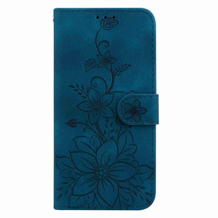 For Samsung Galaxy Note20 Ultra Lily Embossed Leather Phone Case(Dark Blue) - Galaxy Note20 Ultra Cases by buy2fix | Online Shopping UK | buy2fix