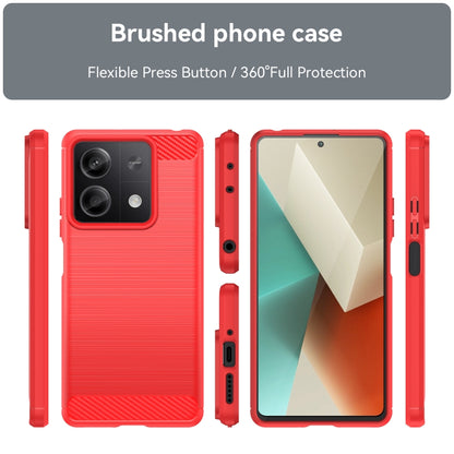 For Xiaomi Redmi Note 13 5G Brushed Texture Carbon Fiber TPU Phone Case(Red) - Note 13 Cases by buy2fix | Online Shopping UK | buy2fix