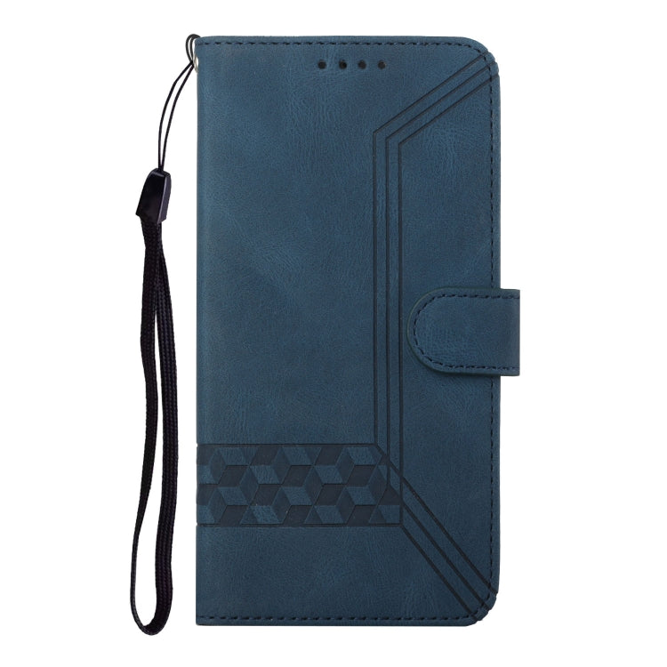 For iPhone 16 Pro Max Cubic Skin Feel Flip Leather Phone Case(Blue) - iPhone 16 Pro Max Cases by buy2fix | Online Shopping UK | buy2fix