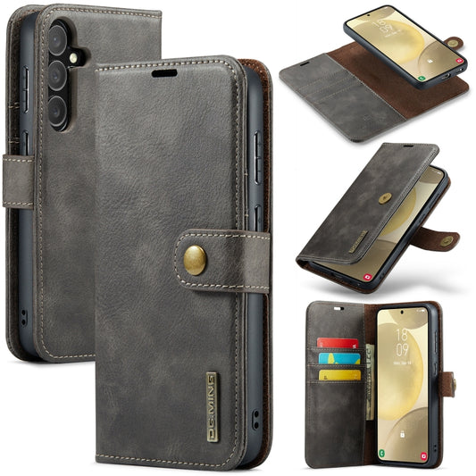 For Samsung Galaxy S24+ 5G DG.MING Crazy Horse Texture Detachable Magnetic Leather Case(Grey) - Galaxy S24+ 5G Cases by DG.MING | Online Shopping UK | buy2fix