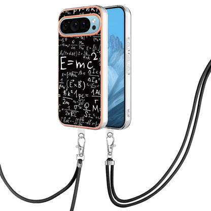 For Google Pixel 9 Pro XL Electroplating Dual-side IMD Phone Case with Lanyard(Equation) - Google Cases by buy2fix | Online Shopping UK | buy2fix