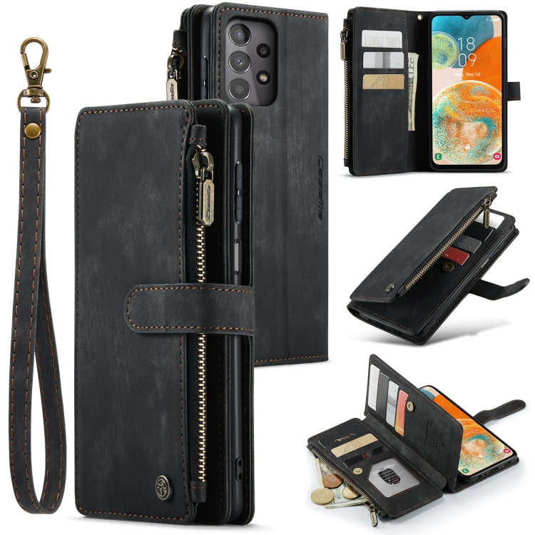 For Samsung Galaxy A23 CaseMe C30 Card Slots Zipper Wallet Leather Phone Case(Black) - Galaxy Phone Cases by CaseMe | Online Shopping UK | buy2fix