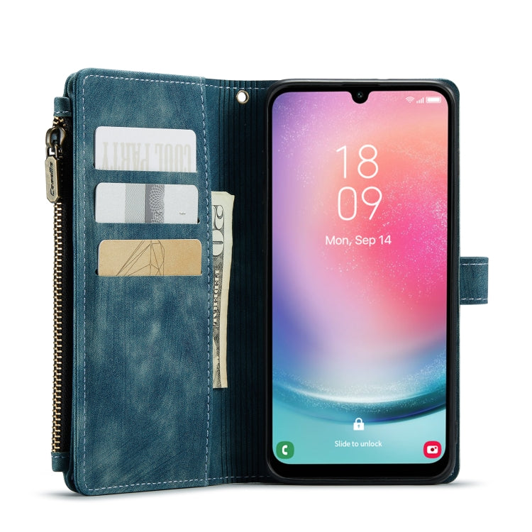 For Samsung Galaxy A24 4G CaseMe C30 Card Slots Zipper Wallet Leather Phone Case(Blue) - Galaxy Phone Cases by CaseMe | Online Shopping UK | buy2fix