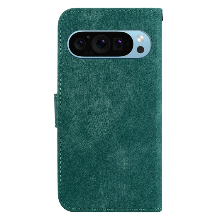 For Google Pixel 9 Pro Little Tiger Embossed Leather Phone Case(Green) - Google Cases by buy2fix | Online Shopping UK | buy2fix