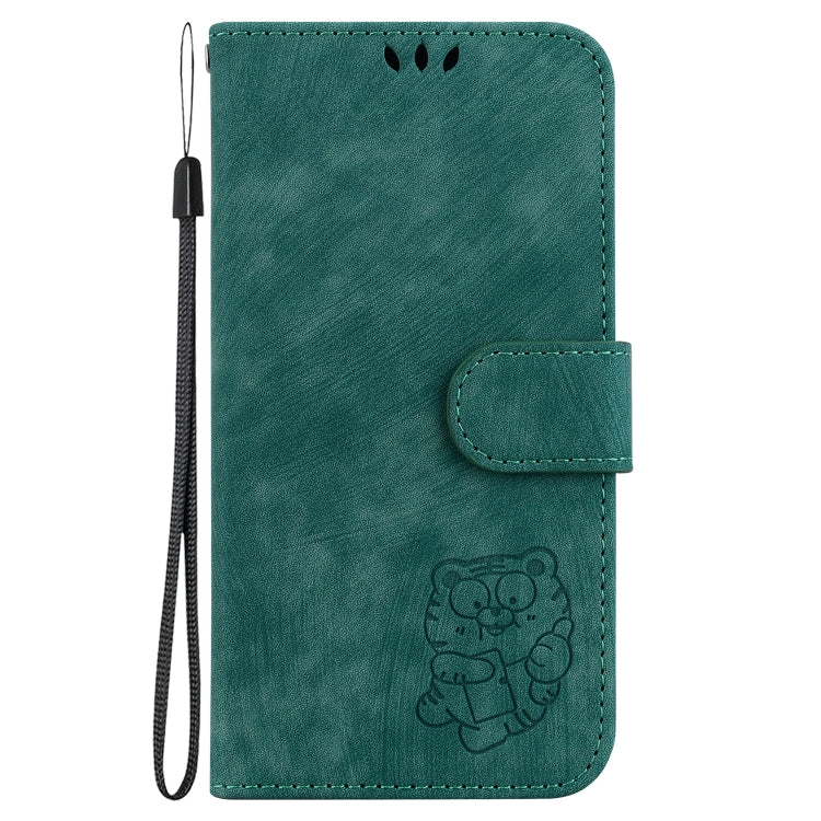 For Google Pixel 9 Little Tiger Embossed Leather Phone Case(Green) - Google Cases by buy2fix | Online Shopping UK | buy2fix