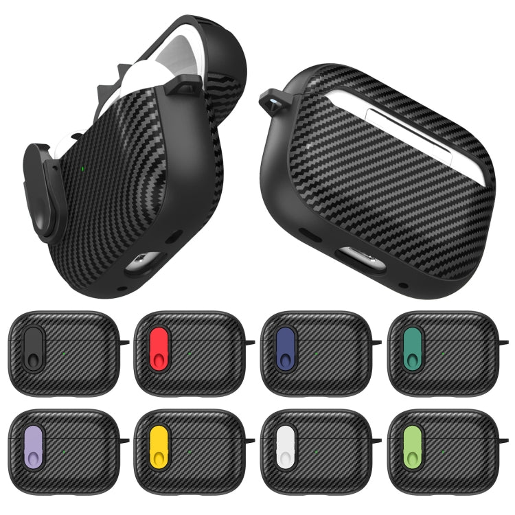 For AirPods Pro Carbon Fiber Texture Wireless Earphones Case with Security Lock(Green) - For AirPods Pro by buy2fix | Online Shopping UK | buy2fix