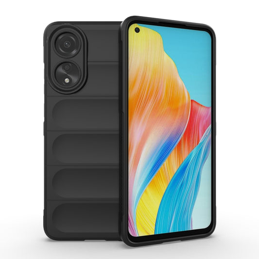 For OPPO A78 4G Global Magic Shield TPU + Flannel Phone Case(Black) - OPPO Cases by buy2fix | Online Shopping UK | buy2fix