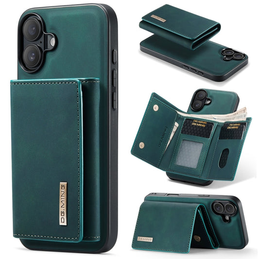 For iPhone 16 DG.MING M1 Series 3-Fold Multi Card Wallet Leather Phone Case(Green) - iPhone 16 Cases by DG.MING | Online Shopping UK | buy2fix