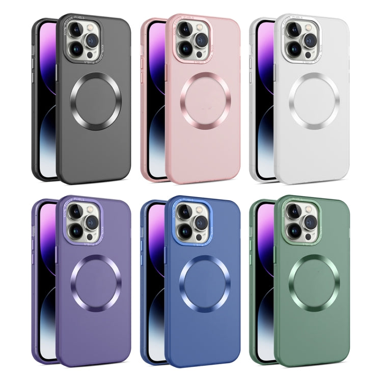 For iPhone 12 Pro Max CD Texture MagSafe Frosted Translucent Phone Case(Dark Purple) - iPhone 12 Pro Max Cases by buy2fix | Online Shopping UK | buy2fix