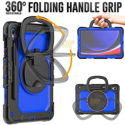 For Samsung Galaxy Tab S9 D Type Silicone Hybrid PC Tablet Case with Handle Holder(Blue PC) - Galaxy Tab S9 Cases by buy2fix | Online Shopping UK | buy2fix