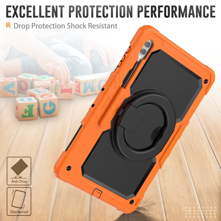 For Samsung Galaxy Tab S10 Ultra D Type Silicone Hybrid PC Tablet Case with Handle Holder(Orange) - Galaxy Tab S9 Ultra Cases by buy2fix | Online Shopping UK | buy2fix