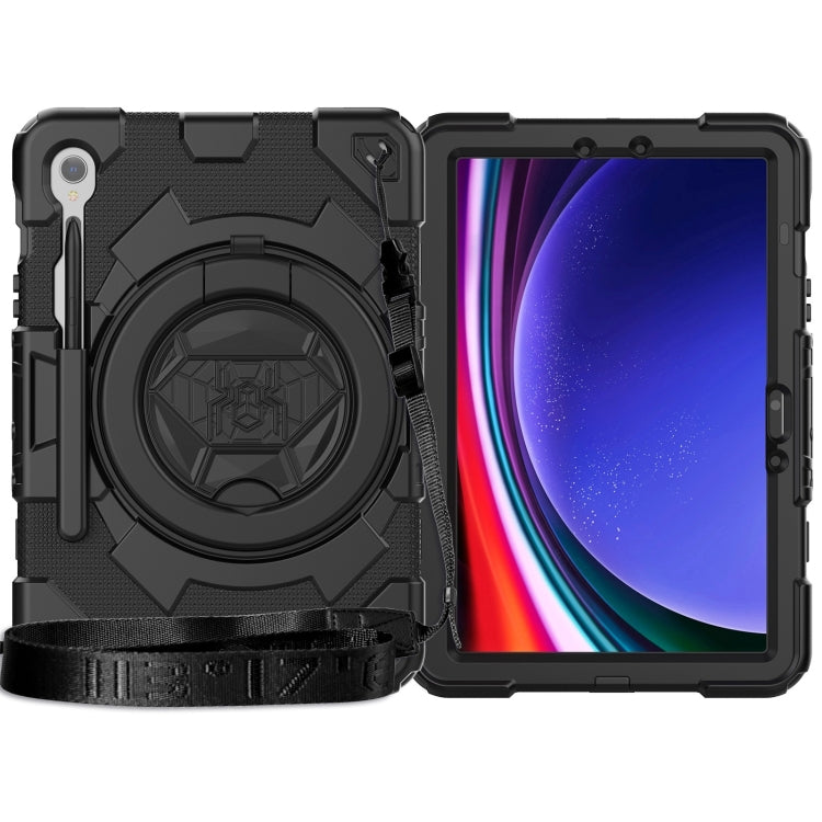 For Samsung Galaxy Tab S9 Spider Rotation Handle Silicone Hybrid PC Tablet Case(Black) - Galaxy Tab S9 Cases by buy2fix | Online Shopping UK | buy2fix