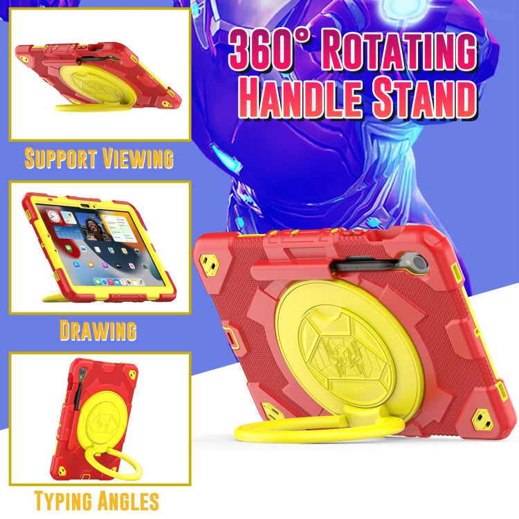 For Samsung Galaxy Tab S9 Spider Rotation Handle Silicone Hybrid PC Tablet Case(Yellow Red) - Galaxy Tab S9 Cases by buy2fix | Online Shopping UK | buy2fix